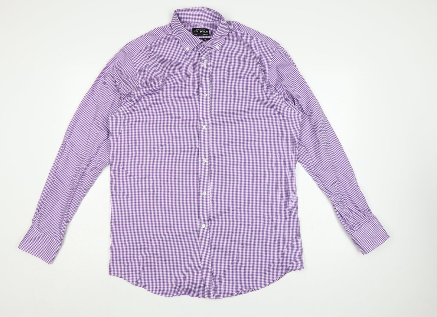 Debenhams Men Purple Check Cotton Classic Fit 15.5 Button-Down Shirt