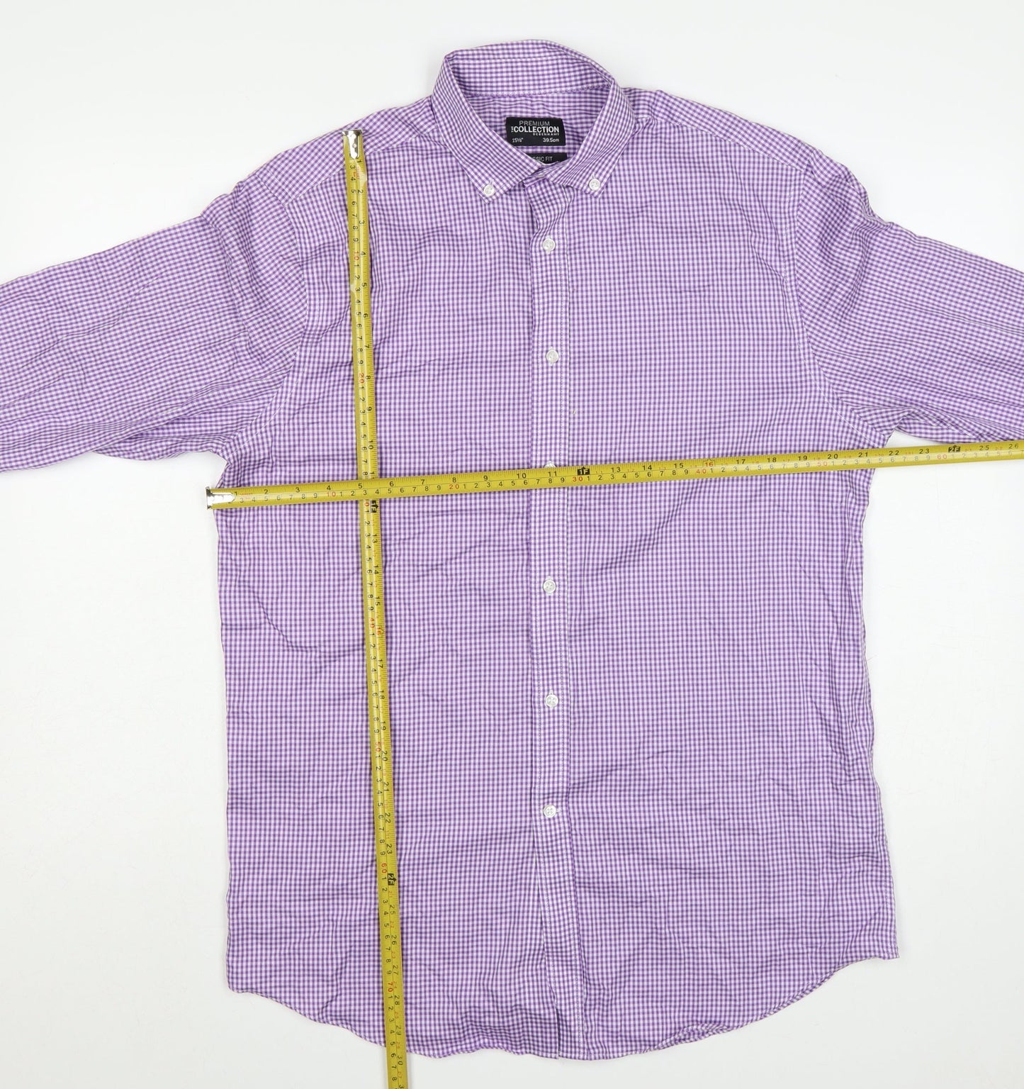 Debenhams Men Purple Check Cotton Classic Fit 15.5 Button-Down Shirt