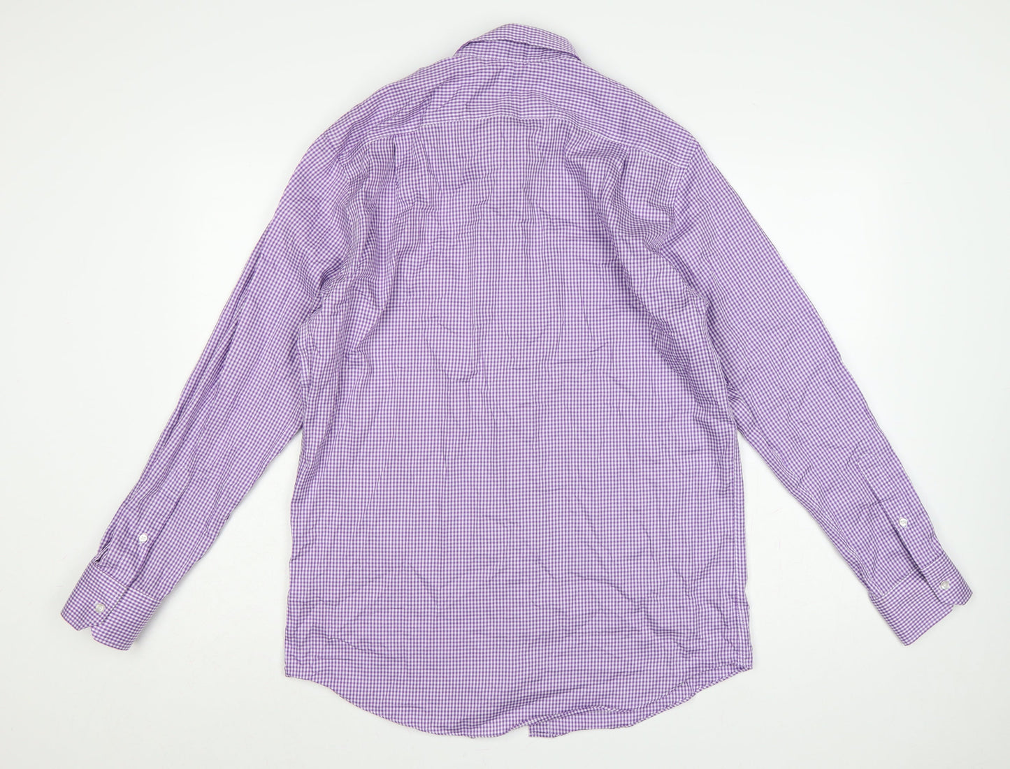 Debenhams Men Purple Check Cotton Classic Fit 15.5 Button-Down Shirt