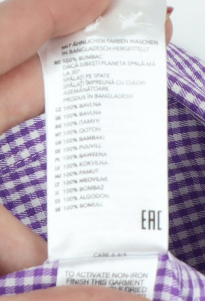 Debenhams Men Purple Check Cotton Classic Fit 15.5 Button-Down Shirt