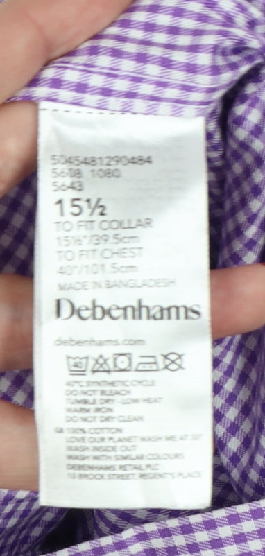 Debenhams Men Purple Check Cotton Classic Fit 15.5 Button-Down Shirt