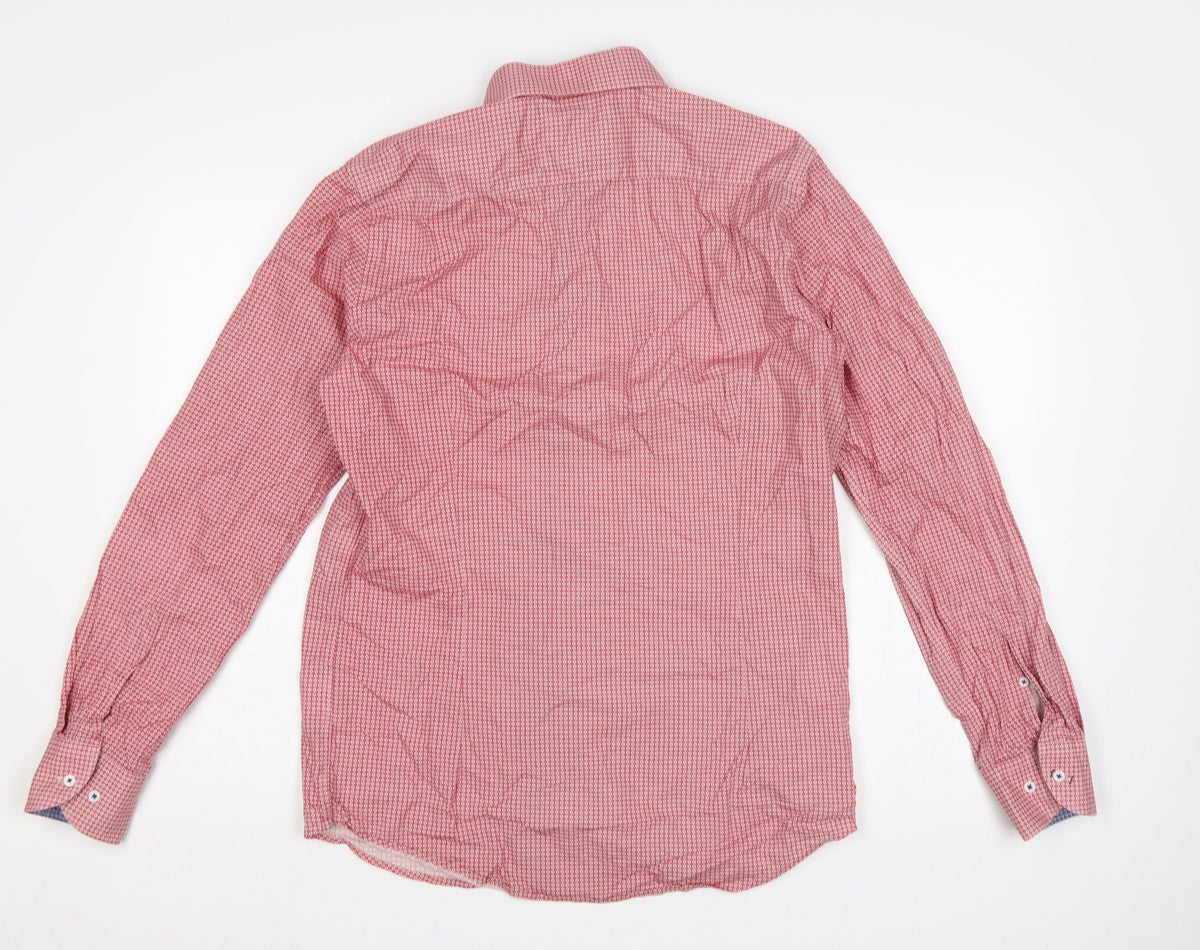 Mauro Puccini Men’s Pink Geometric Print Button-Down Shirt M