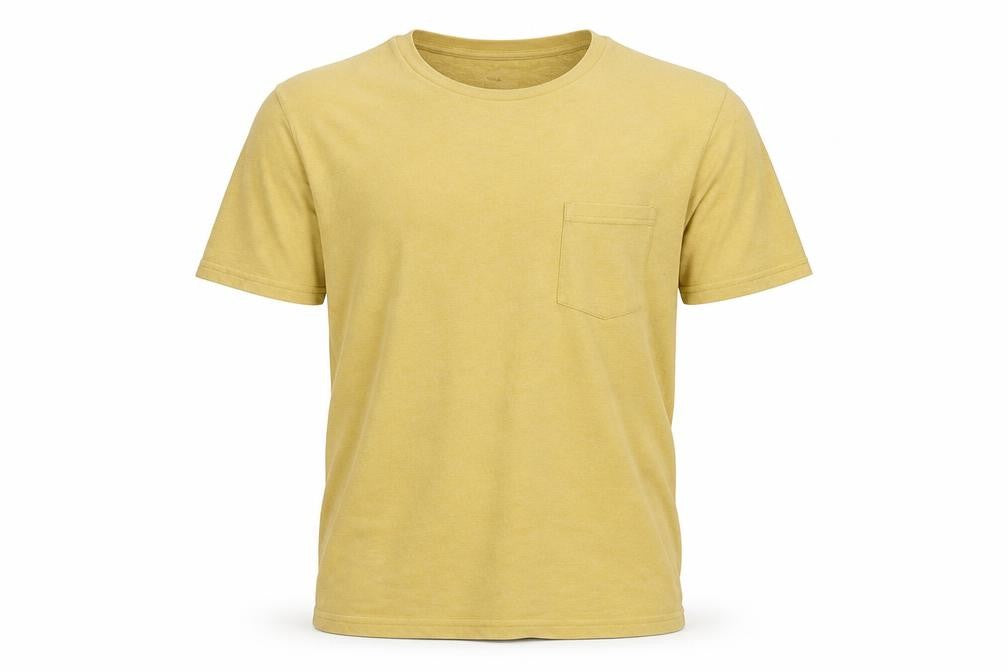 Folk Men’s Yellow Pocket Crew Neck Short Sleeve T-Shirt Size L