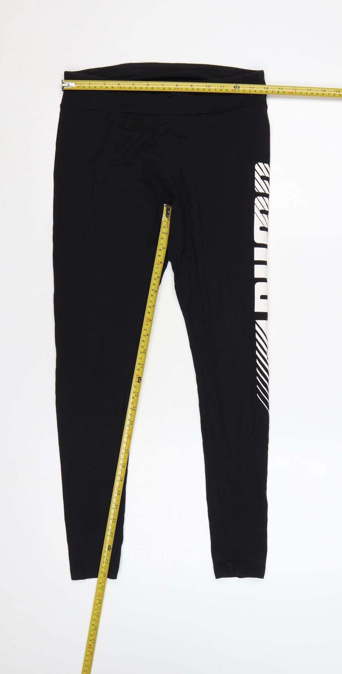 Puma Women’s Black M Logo Print Skinny Gym Training Leggings