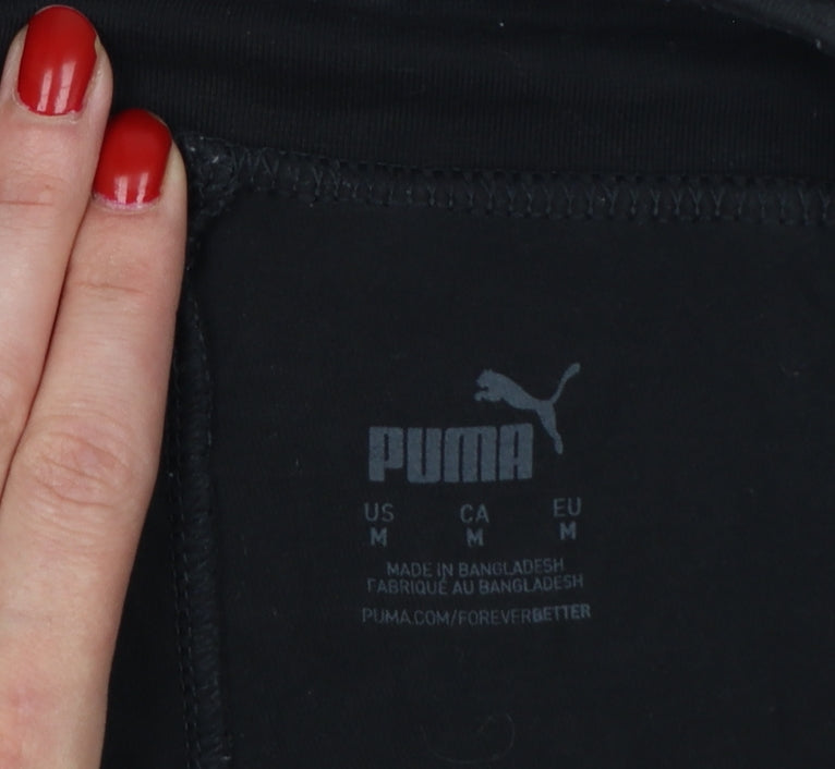 Puma Women’s Black M Logo Print Skinny Gym Training Leggings