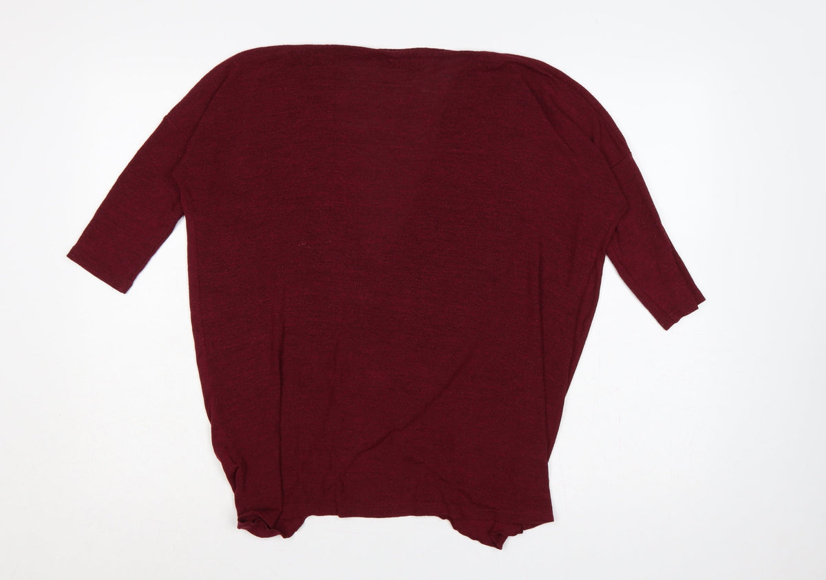 AX Paris Women’s Red S/M Open Front 3/4 Sleeve Knit Cardigan