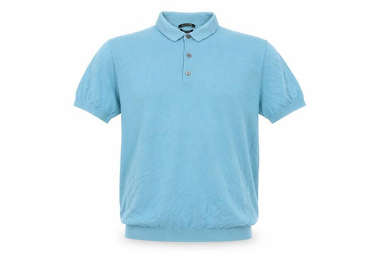 Massimo Dutti Men’s Blue S Extra Fine Cotton Short Sleeve Polo