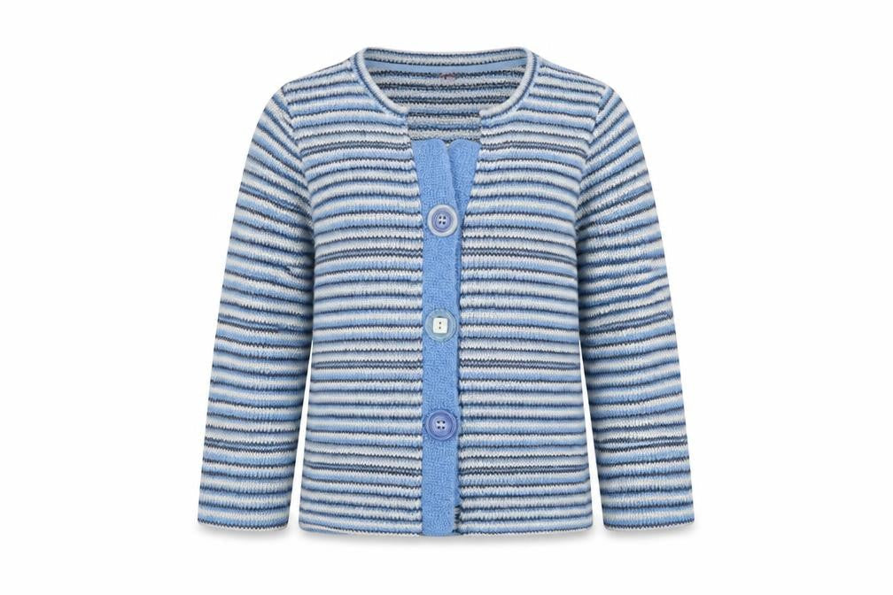 Per Una Women Blue M Striped Knit Button Cardigan