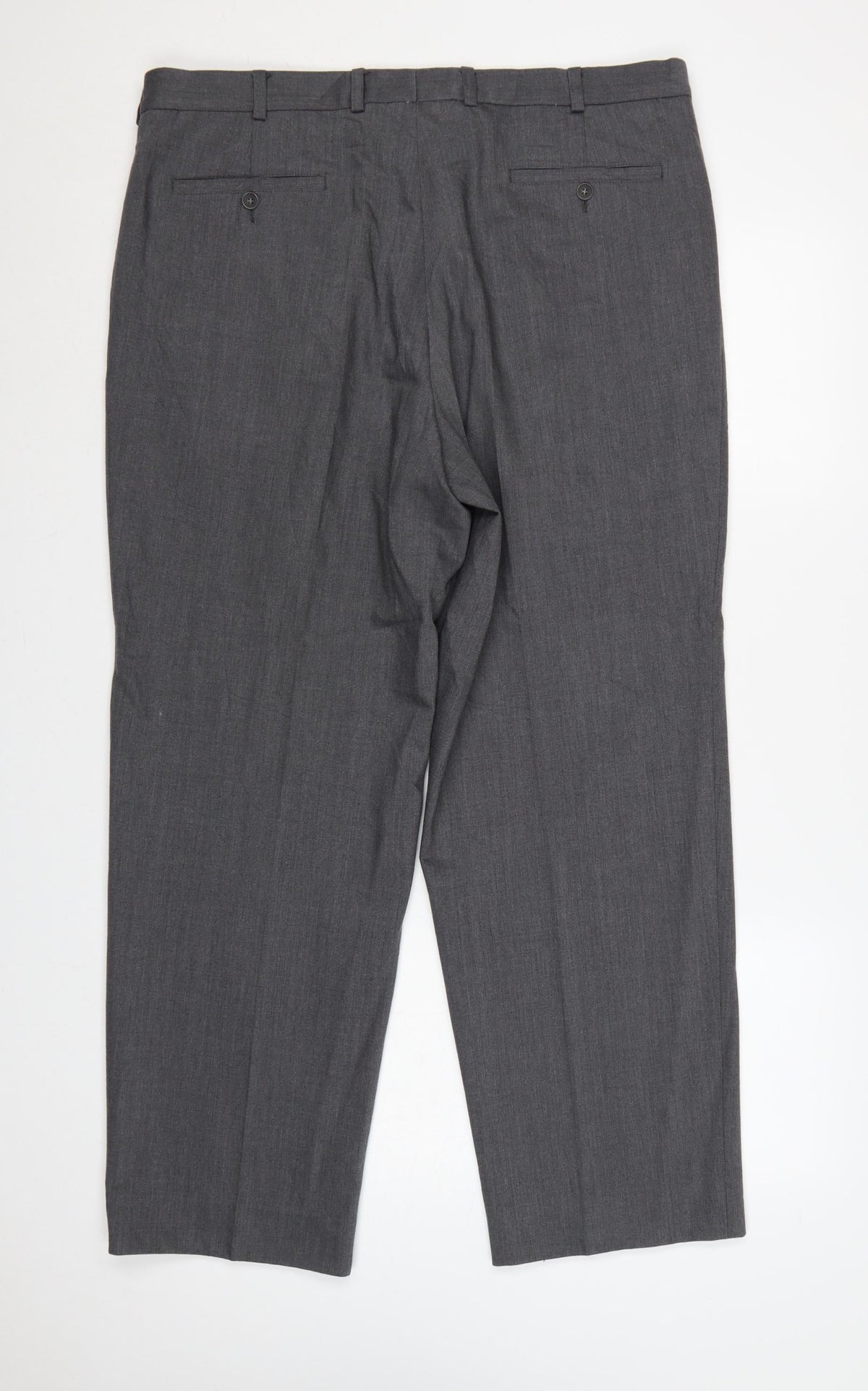 Bruno Saint Hilaire Men Grey 38R Straight Dress Trousers Lycra