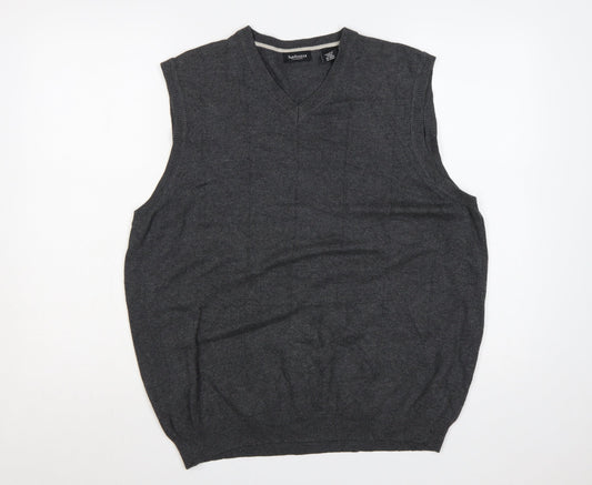 Van Heusen Men’s Grey L Cotton V-Neck Knitted Sleeveless Jumper Vest