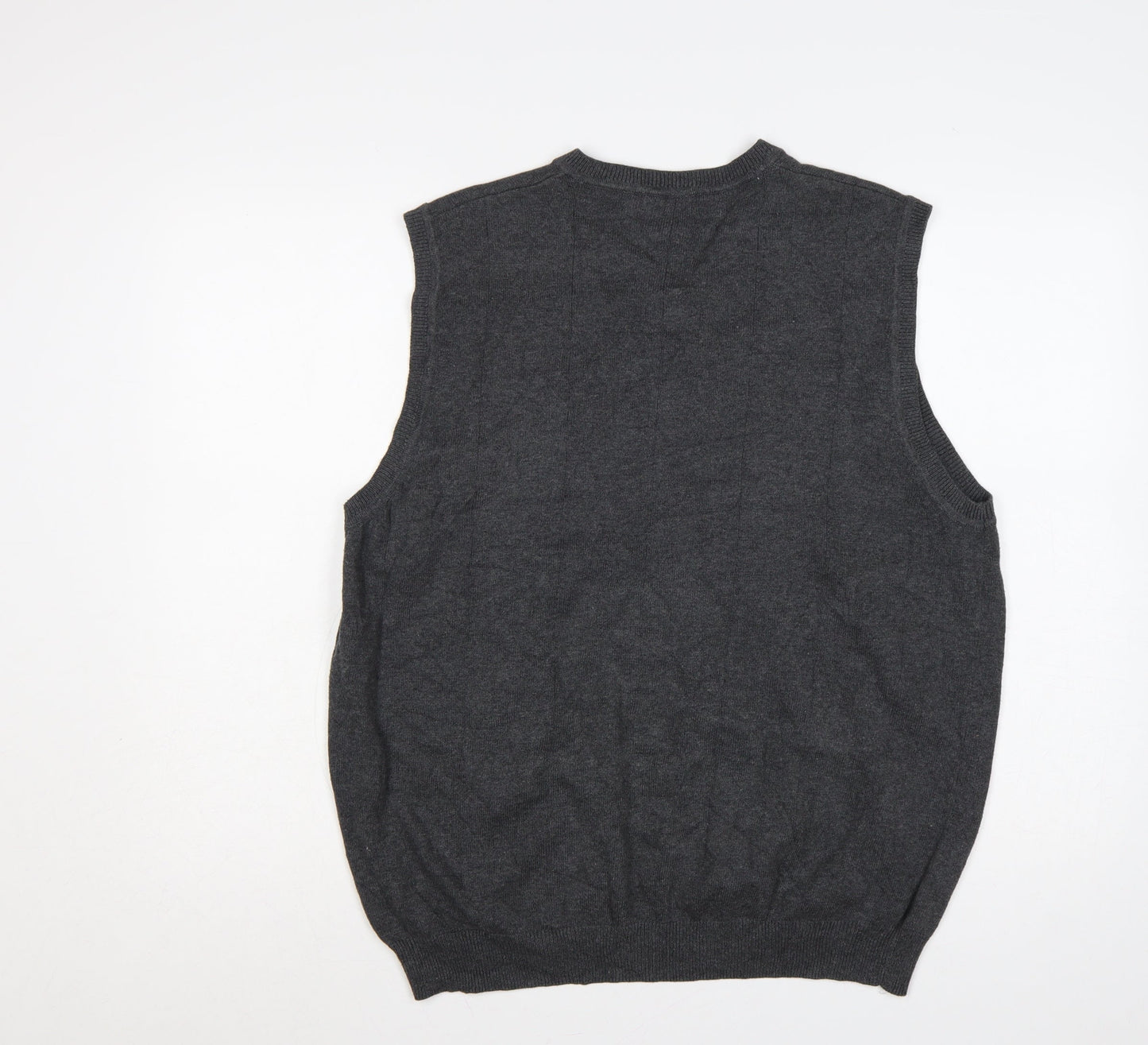 Van Heusen Men’s Grey L Cotton V-Neck Knitted Sleeveless Jumper Vest