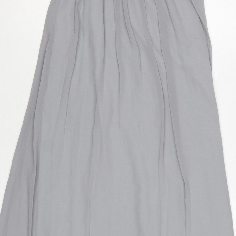 Quiz Women Grey Size 8 Beaded Chiffon Maxi Evening Dress