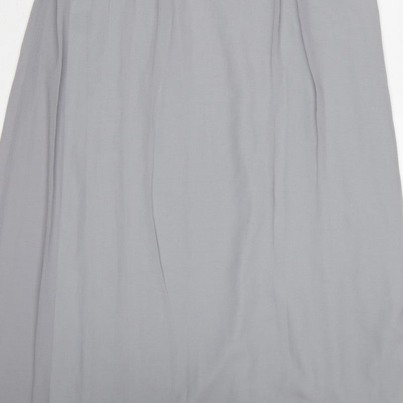 Quiz Women Grey Size 8 Beaded Chiffon Maxi Evening Dress