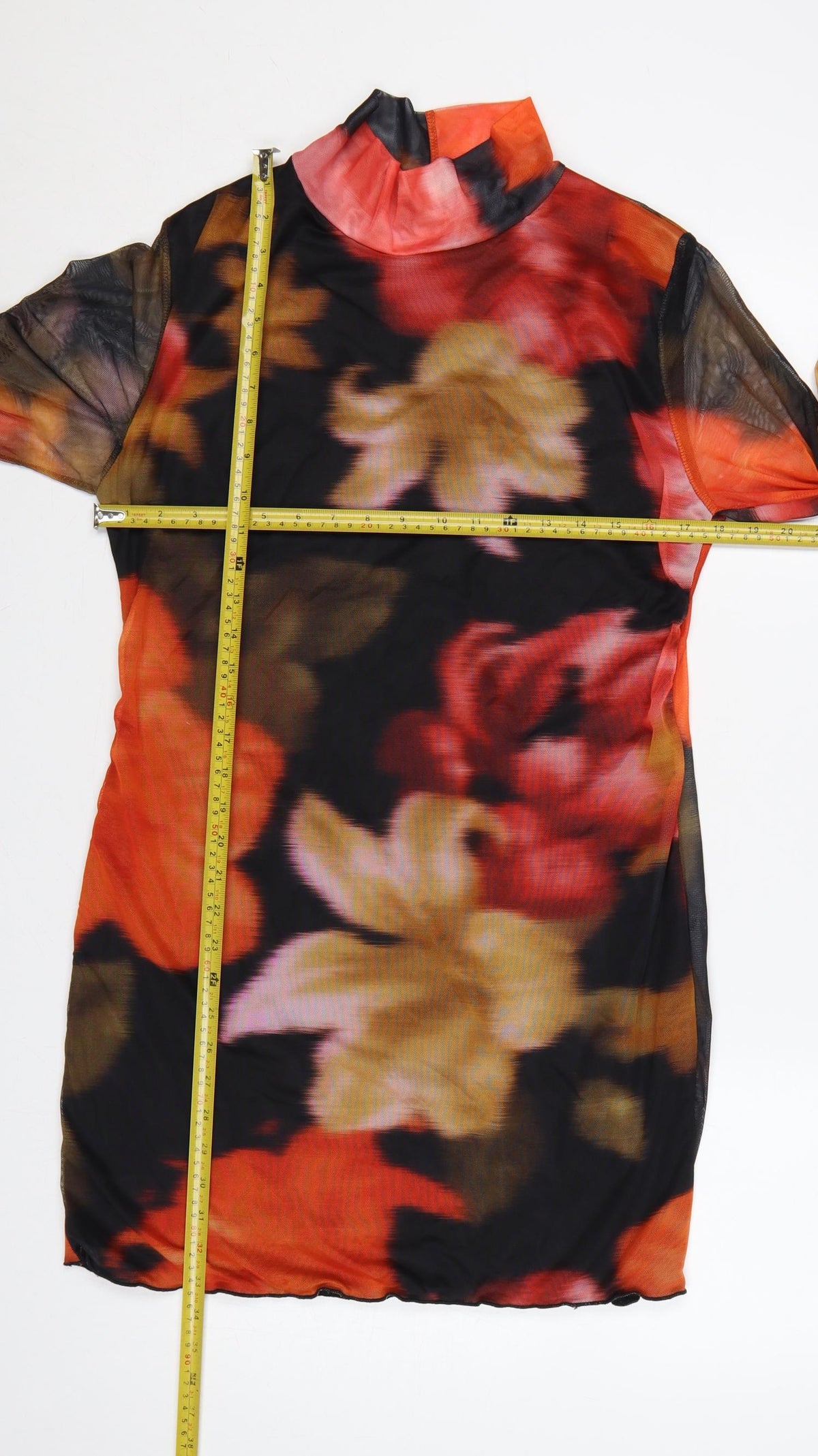 PRETTYLITTLETHING Women Multicoloured UK 16 Floral Mesh Bodycon Dress
