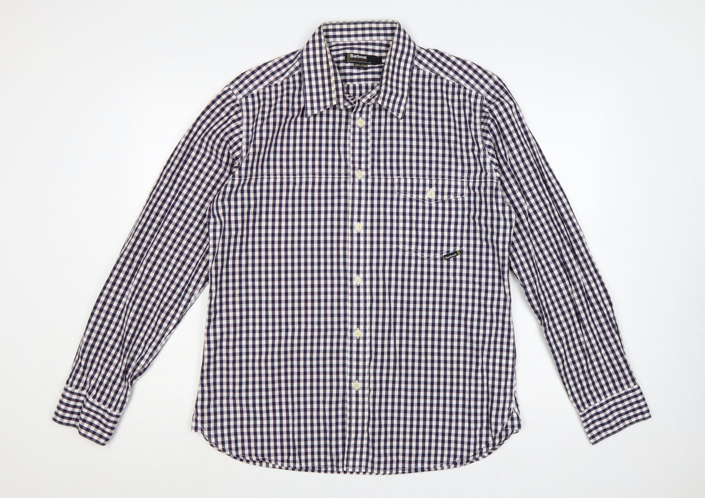 Barbour Men’s Blue Check Cotton Long Sleeve Button-Up Shirt Size L