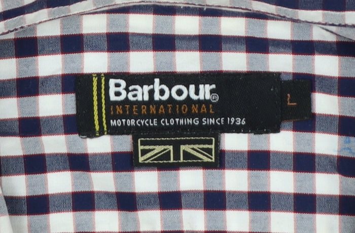 Barbour Men’s Blue Check Cotton Long Sleeve Button-Up Shirt Size L
