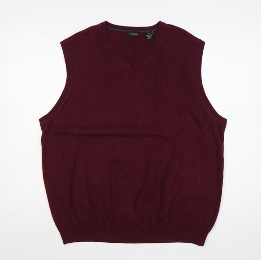 Van Heusen Men's Burgundy XL Cotton V-Neck Knitted Jumper Vest