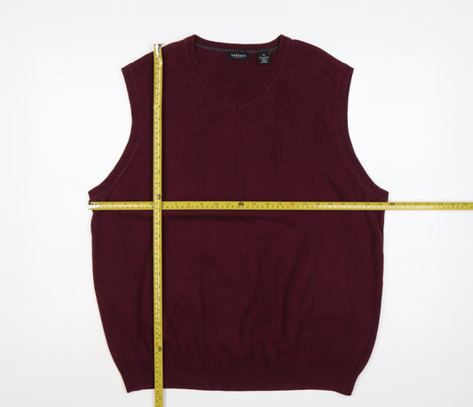 Van Heusen Men's Burgundy XL Cotton V-Neck Knitted Jumper Vest