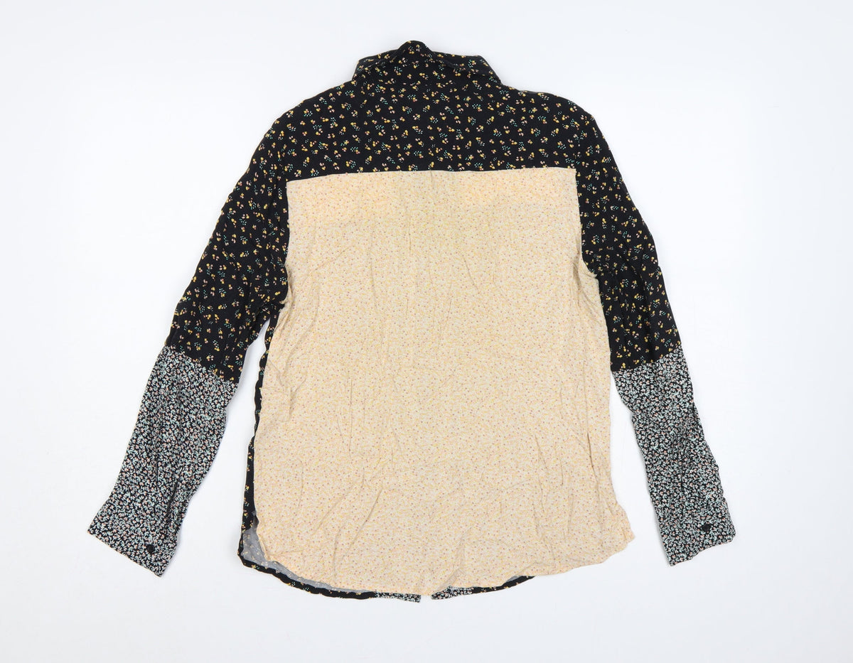 Topshop Women Multicoloured UK 10 Floral Patchwork Button-Up Blouse