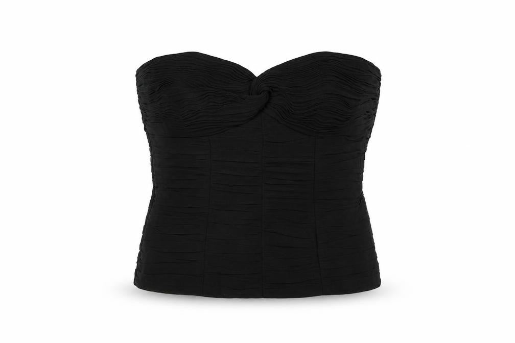 Marks & Spencer Autograph Women Black UK 12 Strapless Pleated Sweetheart Top