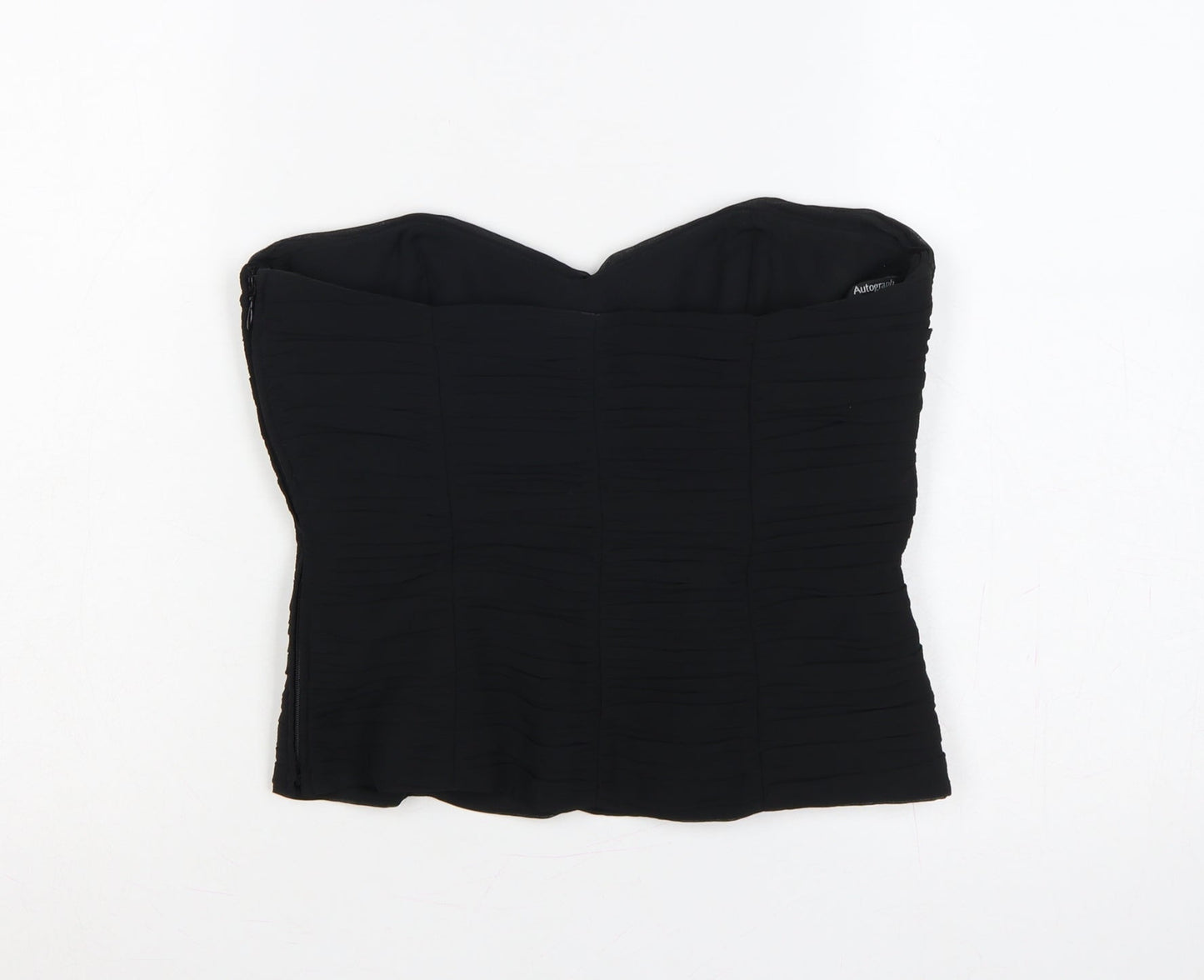 Marks & Spencer Autograph Women Black UK 12 Strapless Pleated Sweetheart Top