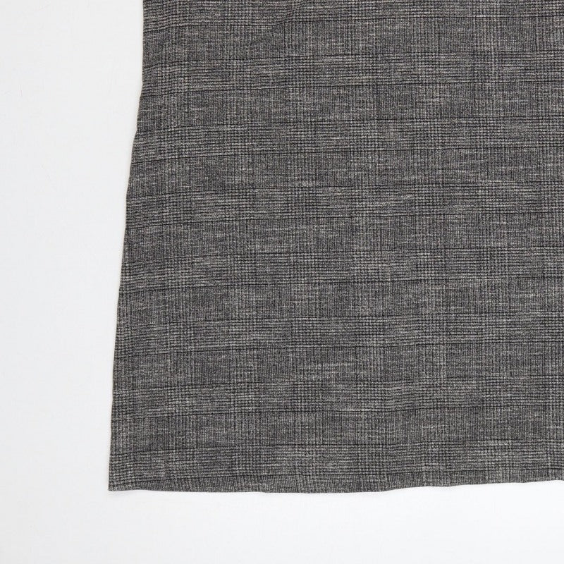 Zara Woman Grey Check Sheath Dress XL Short Sleeve Workwear