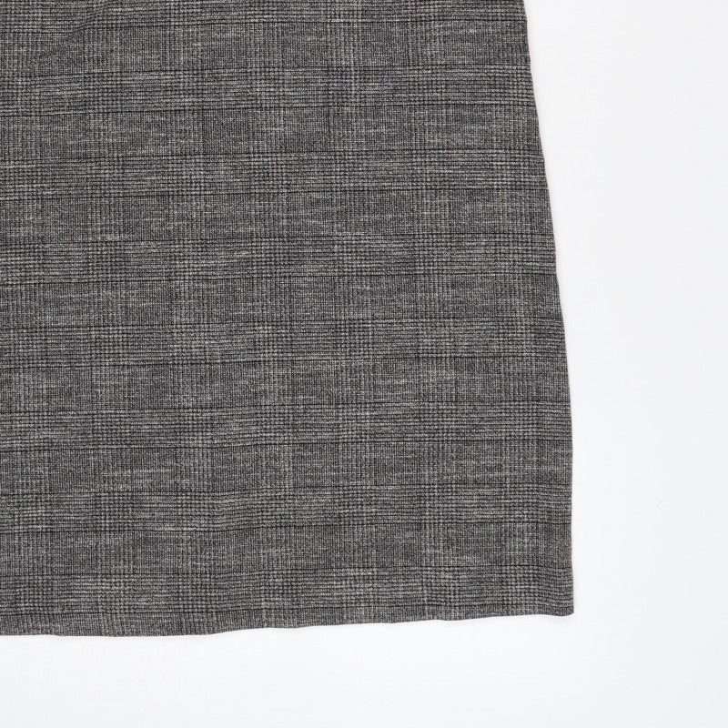 Zara Woman Grey Check Sheath Dress XL Short Sleeve Workwear