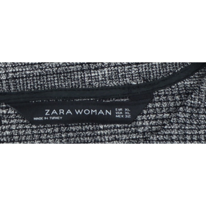 Zara Woman Grey Check Sheath Dress XL Short Sleeve Workwear