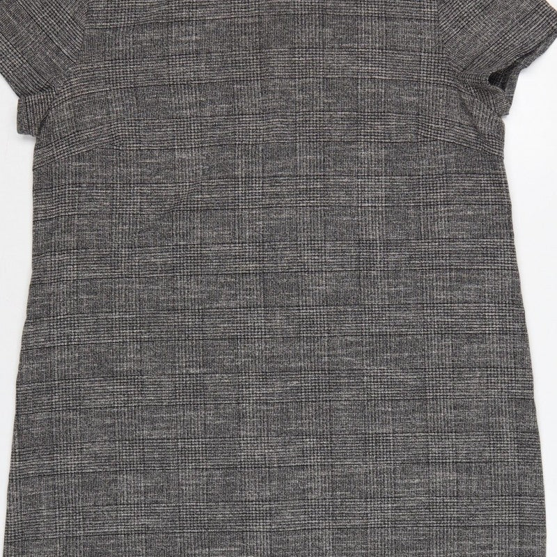 Zara Woman Grey Check Sheath Dress XL Short Sleeve Workwear