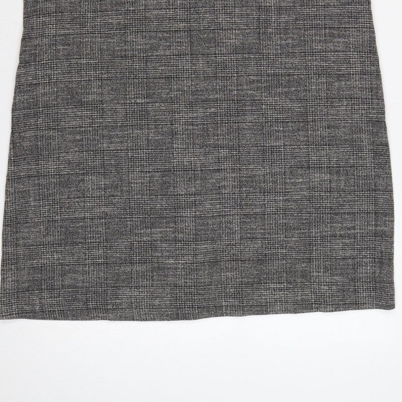 Zara Woman Grey Check Sheath Dress XL Short Sleeve Workwear