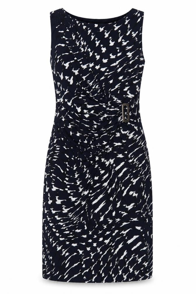 Planet Women Blue Geometric Ruched Buckle Sheath Dress UK 12