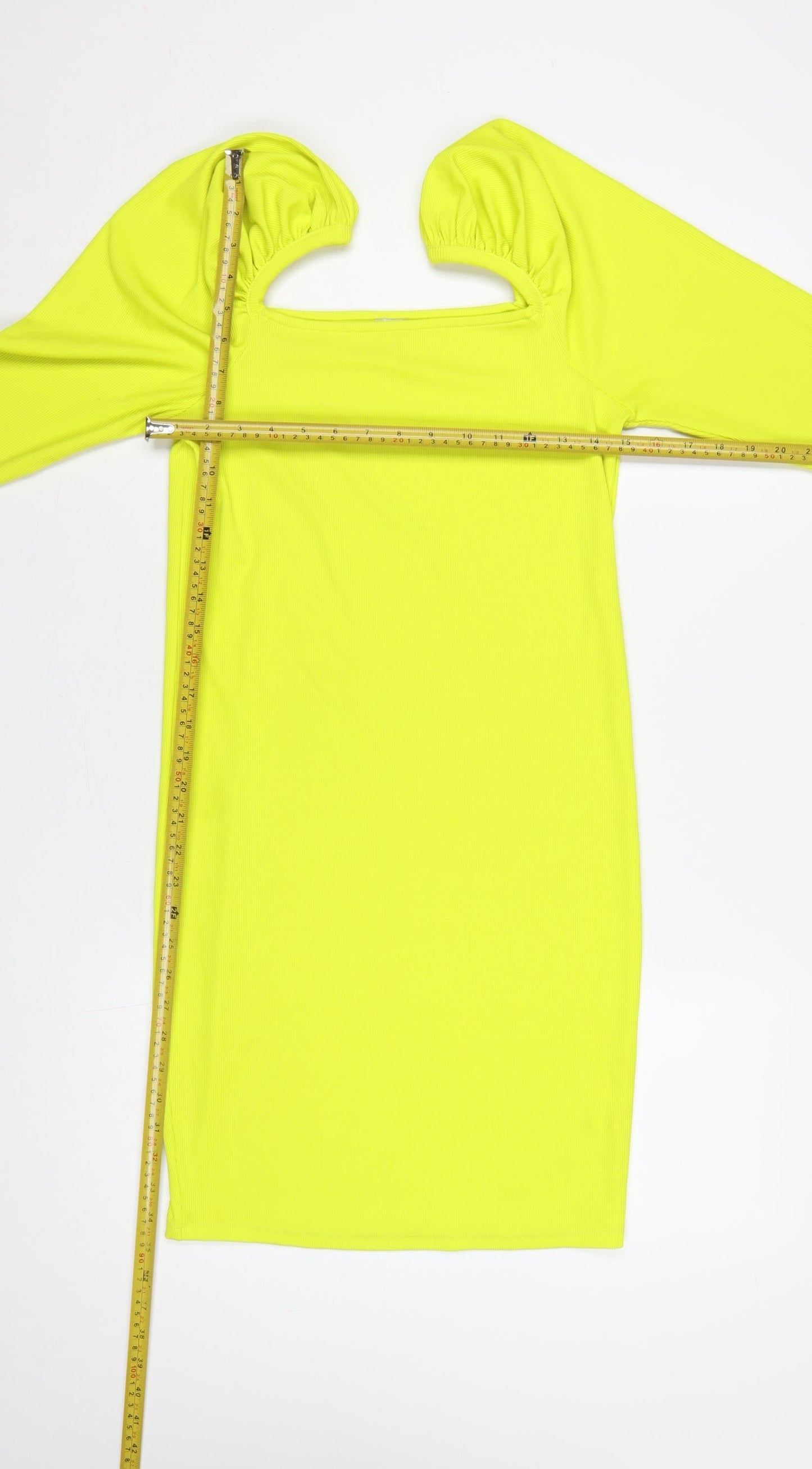 River Island Women Yellow UK 14 Bodycon Ribbed Square Neck Dress