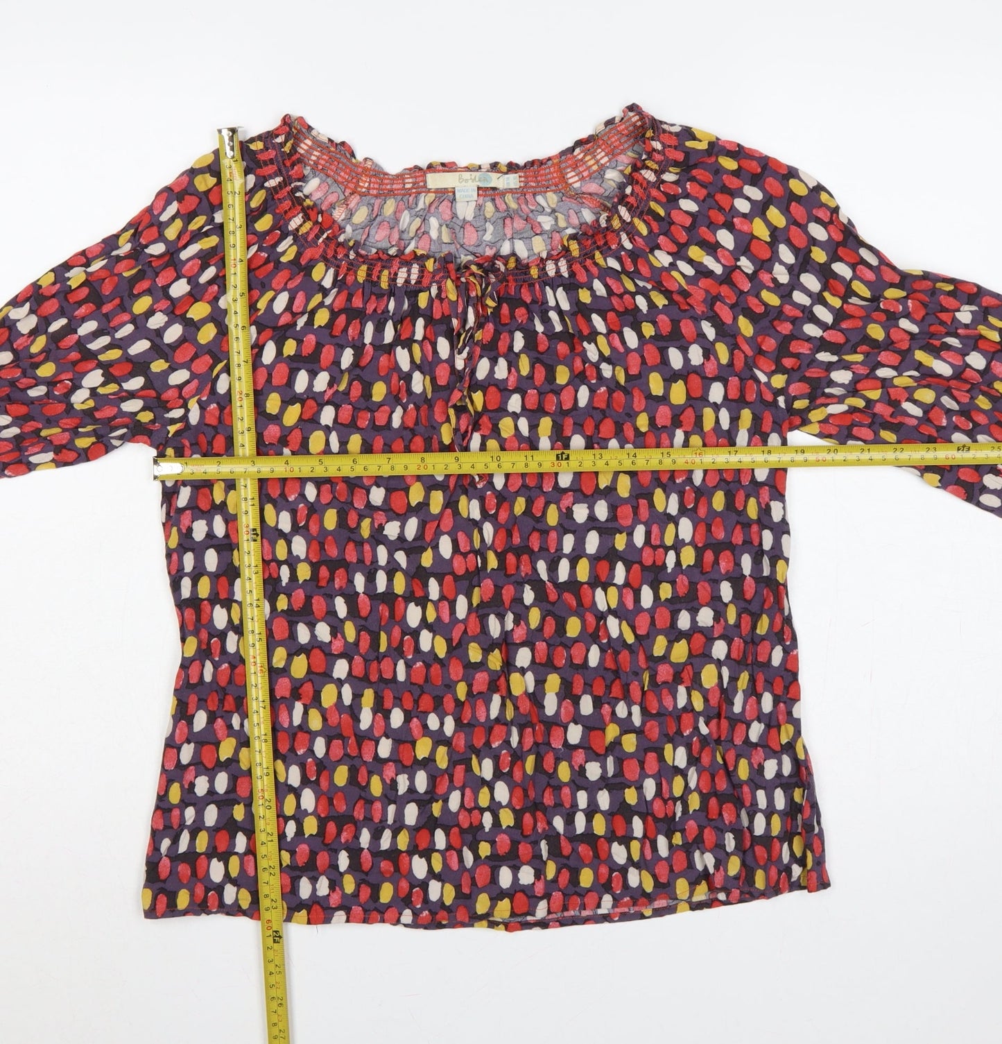 Boden Women Multicoloured UK 14 Long Sleeve Ruffle Viscose Blouse