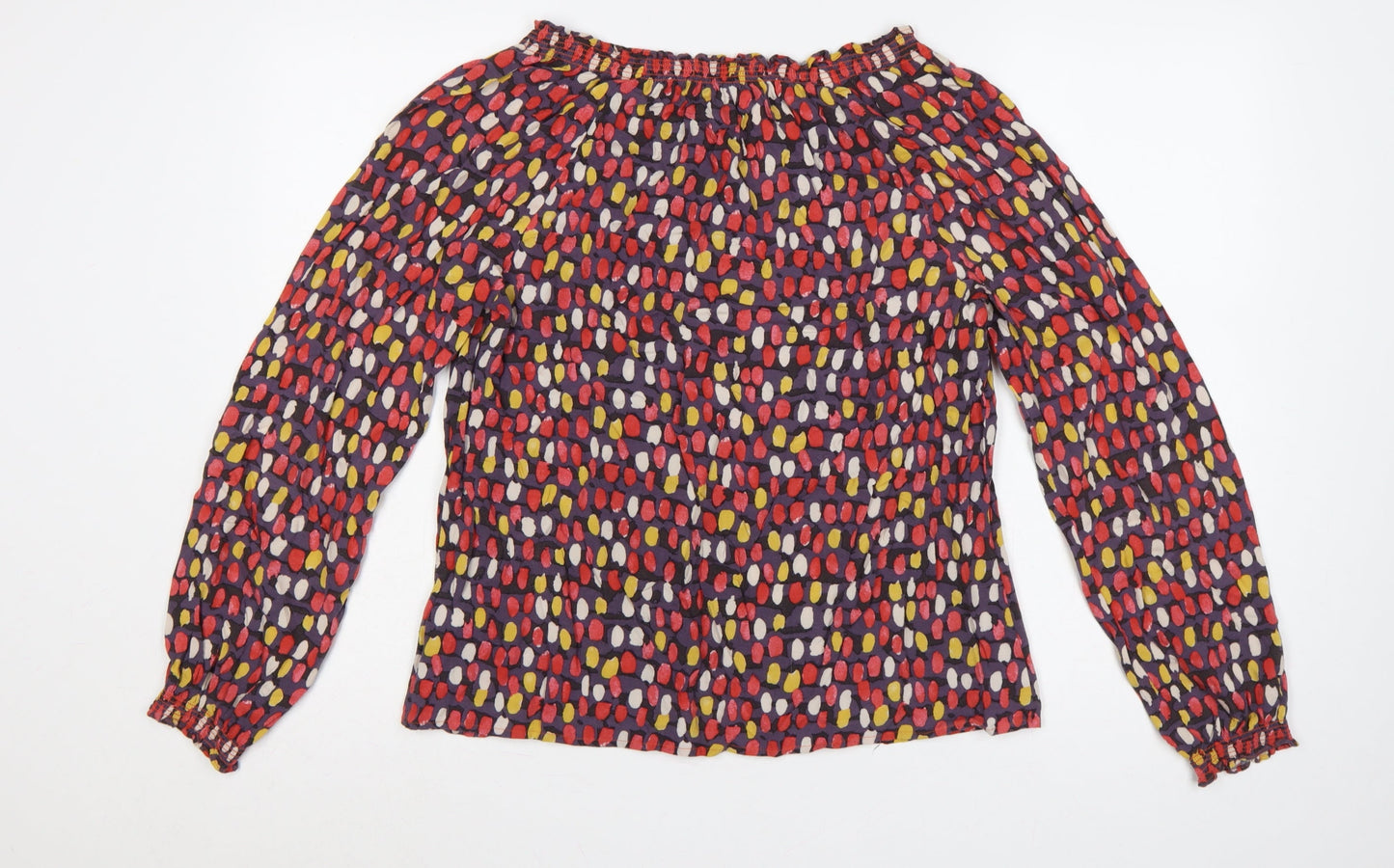Boden Women Multicoloured UK 14 Long Sleeve Ruffle Viscose Blouse