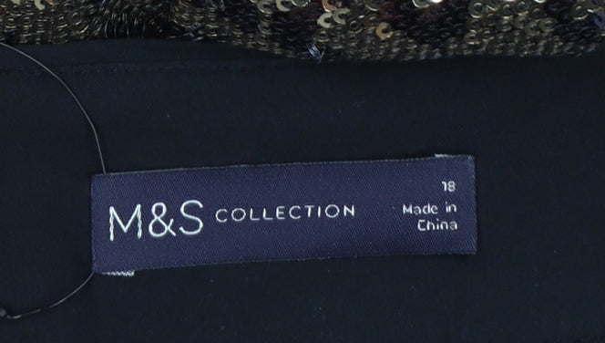 M&S Women Gold Sequin Leopard Print A-Line Midi Skirt Size 18