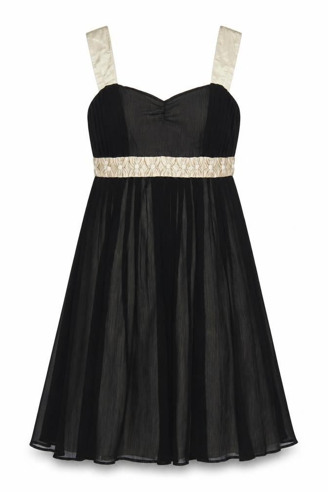 Next Women Black Ivory Size 12 Fit & Flare Chiffon Party Dress