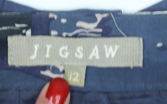 Jigsaw Women’s Blue Silk Patchwork Shift Dress Size 12 Knee Length