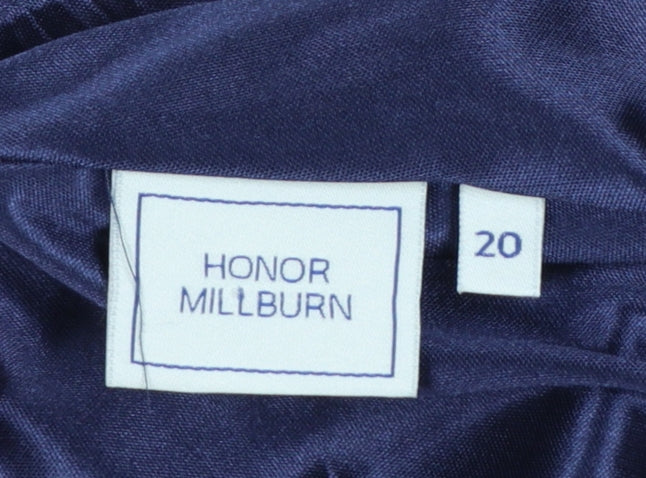 Honor Millburn Women Blue Plaid UK 20 Midi A-Line Ruffle Skirt