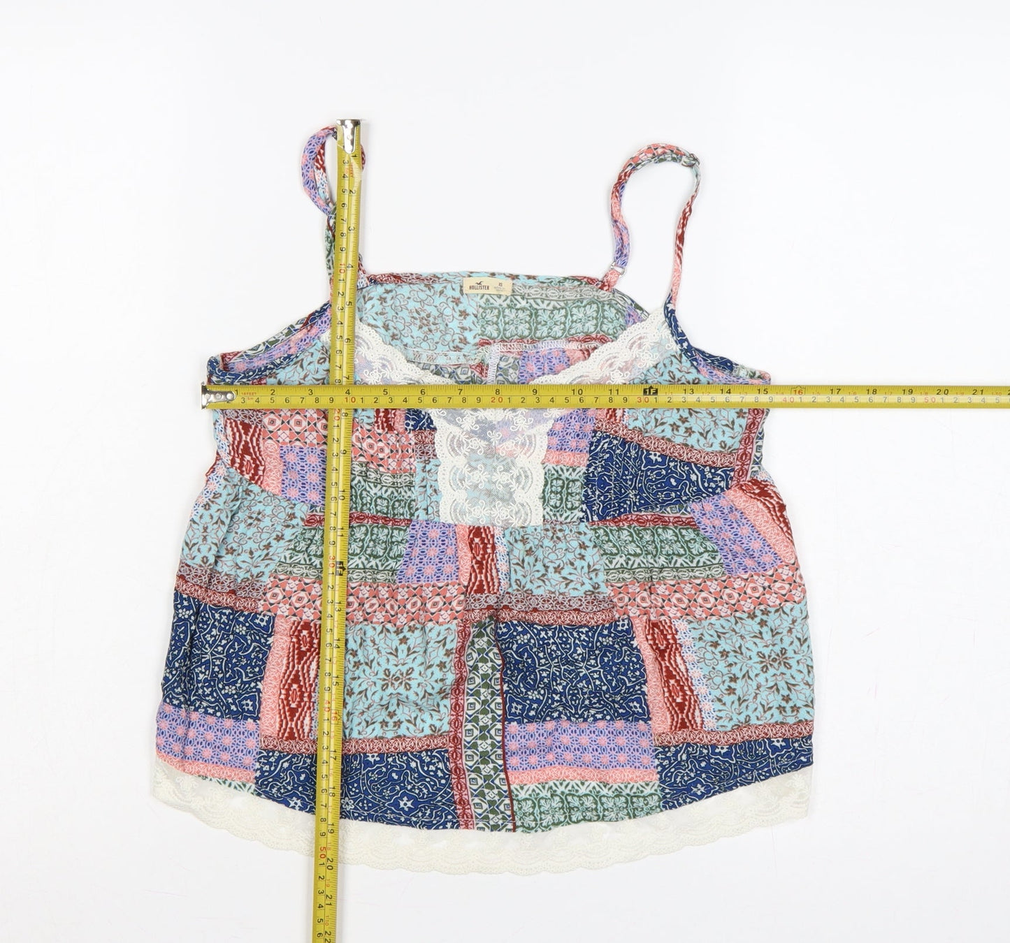 Hollister Women Multicoloured XS Bohemian Lace Trim Viscose Camisole Top