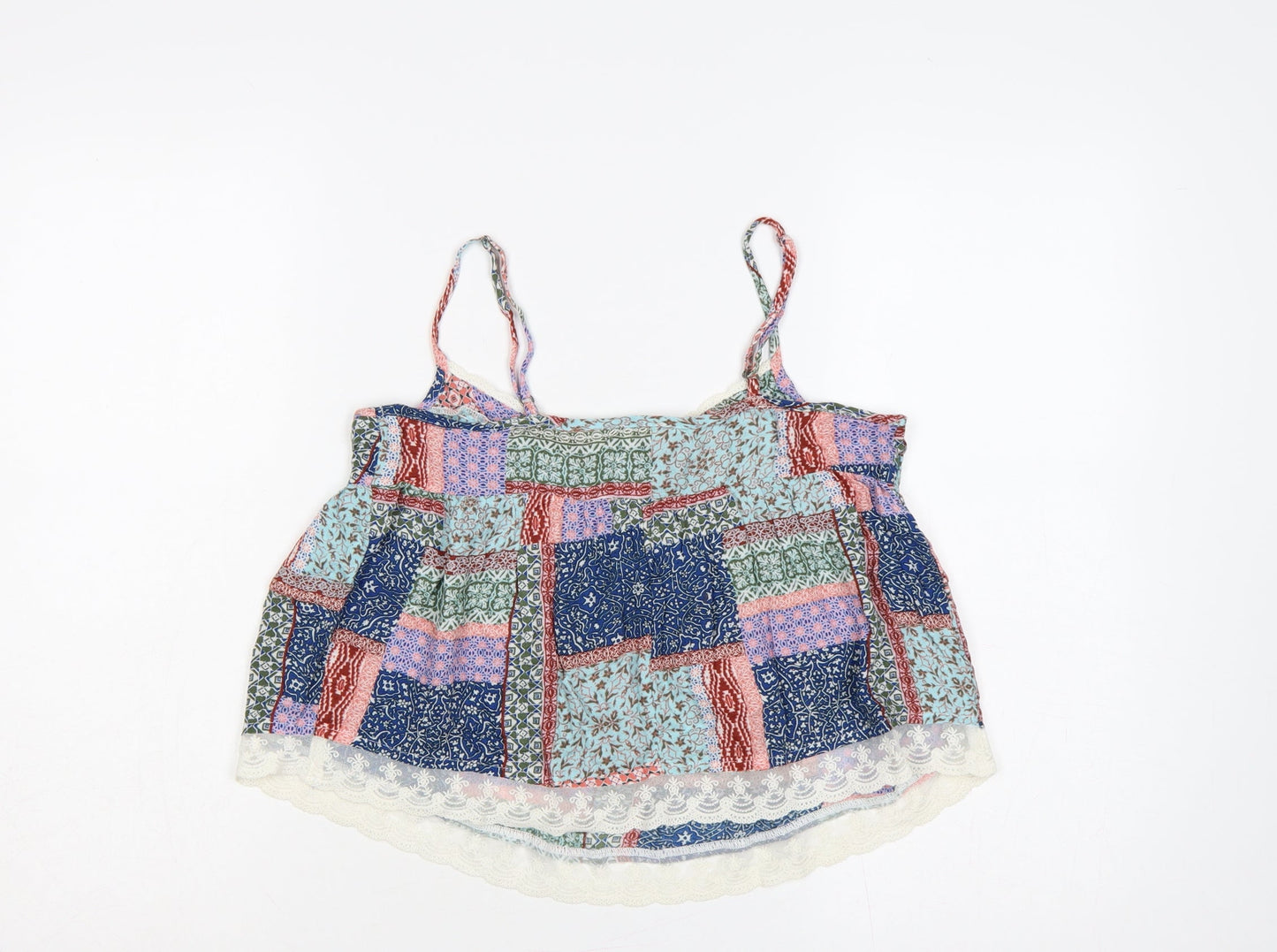 Hollister Women Multicoloured XS Bohemian Lace Trim Viscose Camisole Top