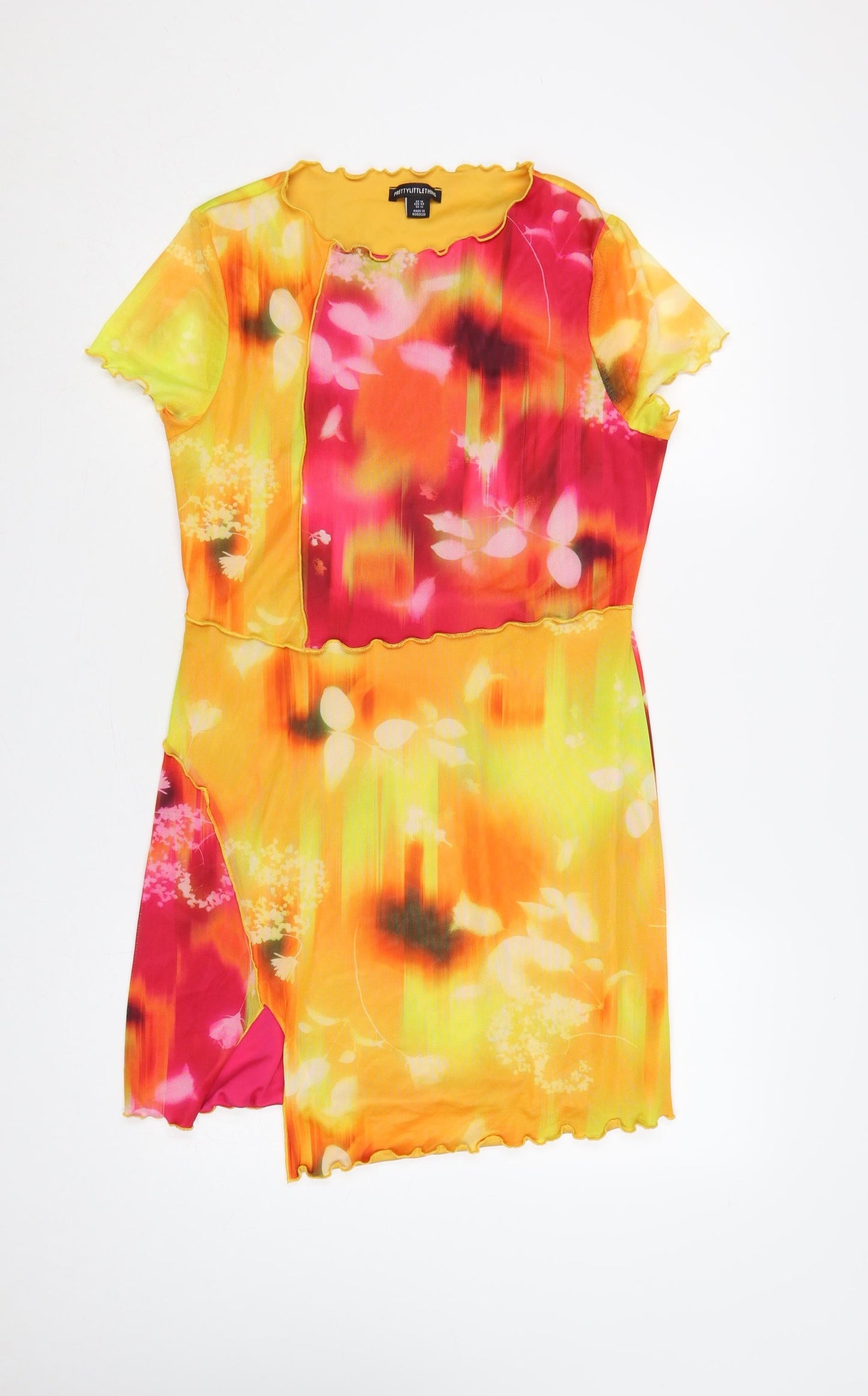 PrettyLittleThing Women Multicoloured UK 16 Bodycon Floral Mesh Dress
