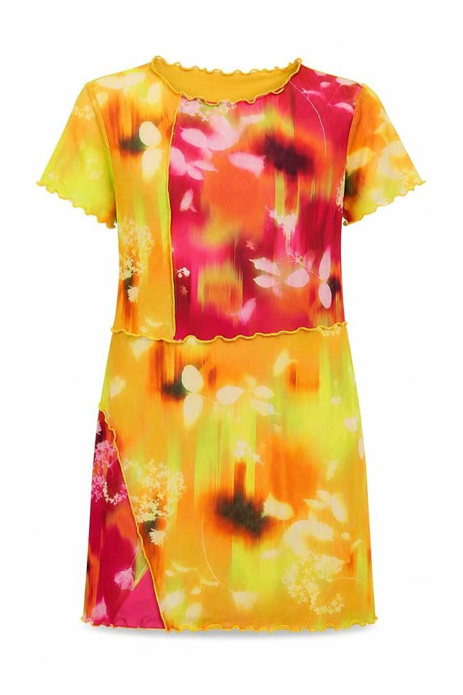 PRETTYLITTLETHING Women Multicoloured UK 16 Bodycon Floral Mesh Dress