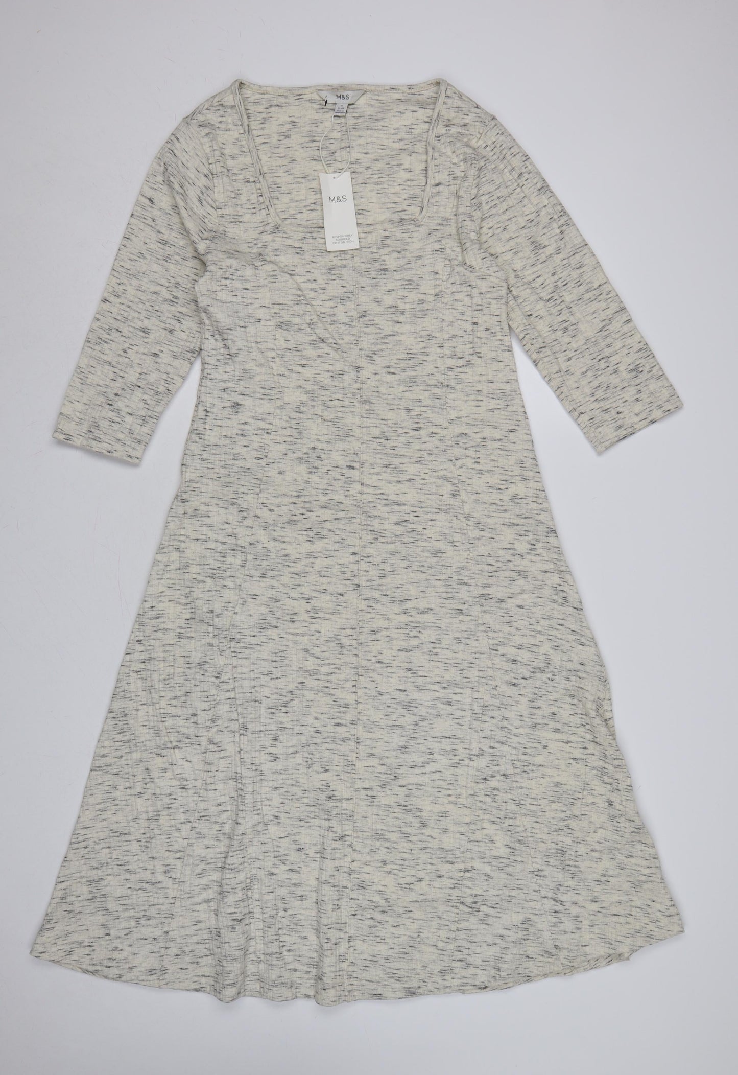 Marks & Spencer Women Grey Marl UK 14 Petite Maxi A-Line Dress