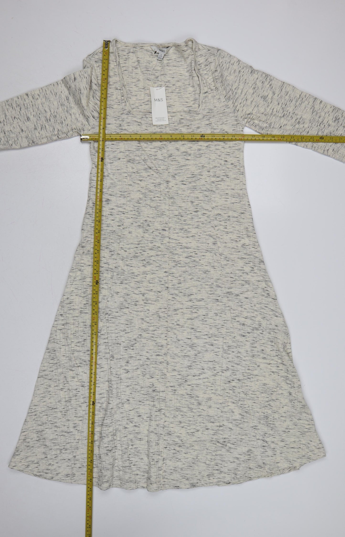 Marks & Spencer Women Grey Marl UK 14 Petite Maxi A-Line Dress
