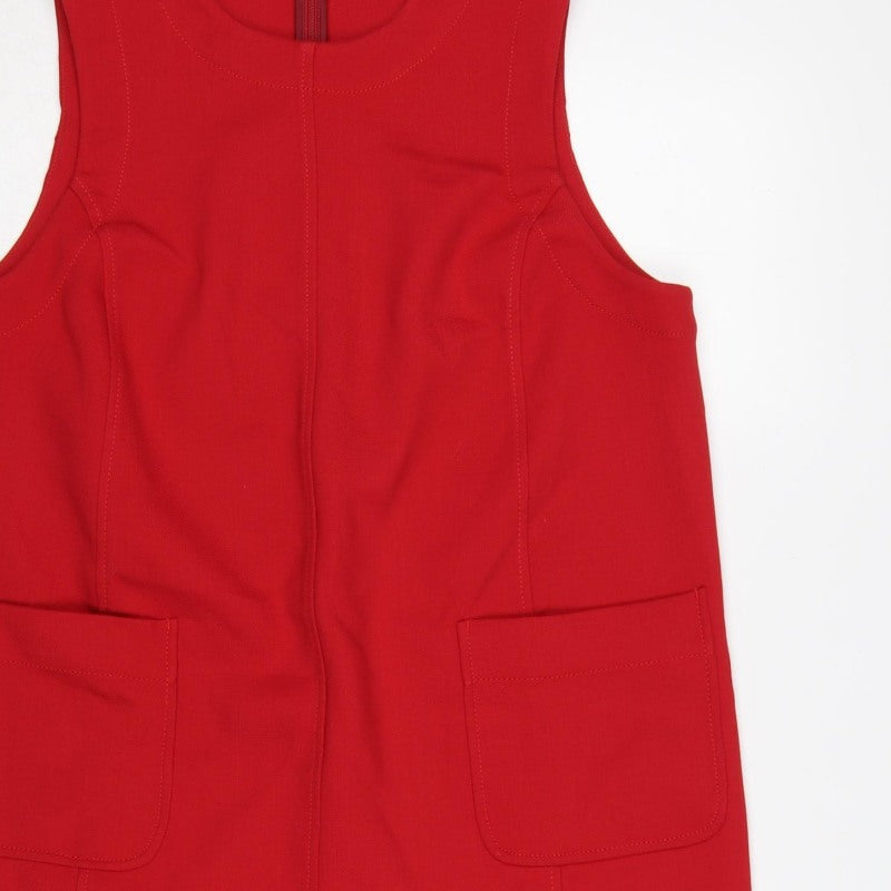 Boden Women Red UK 14 Sleeveless Shift Dress Pockets Zip
