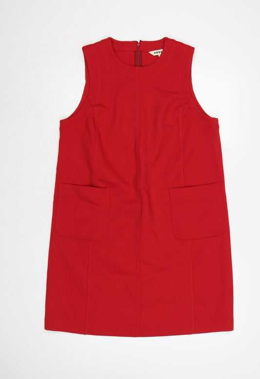 Boden Women Red UK 14 Sleeveless Shift Dress Pockets Zip