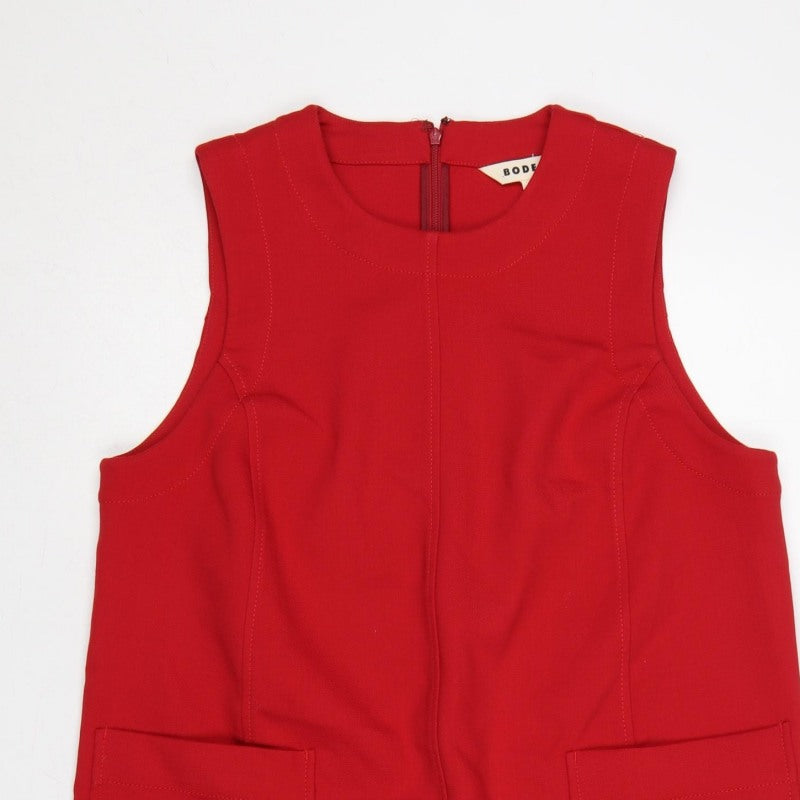 Boden Women Red UK 14 Sleeveless Shift Dress Pockets Zip