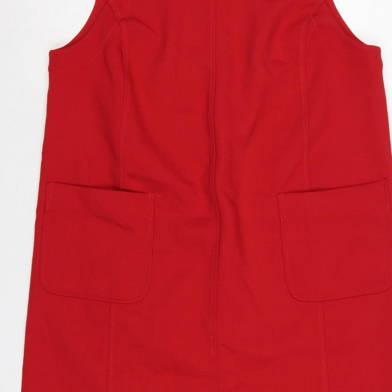 Boden Women Red UK 14 Sleeveless Shift Dress Pockets Zip