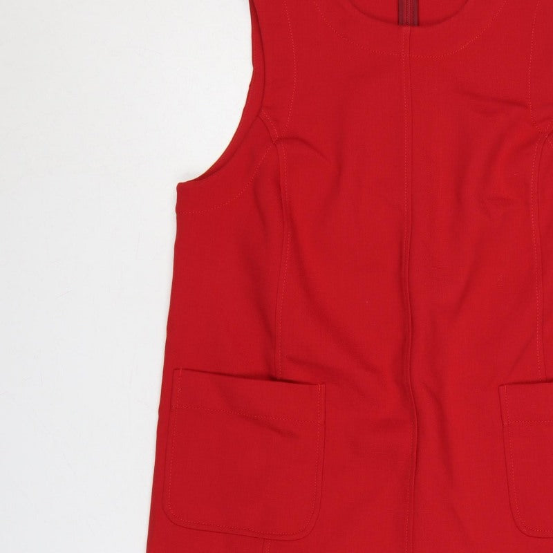 Boden Women Red UK 14 Sleeveless Shift Dress Pockets Zip