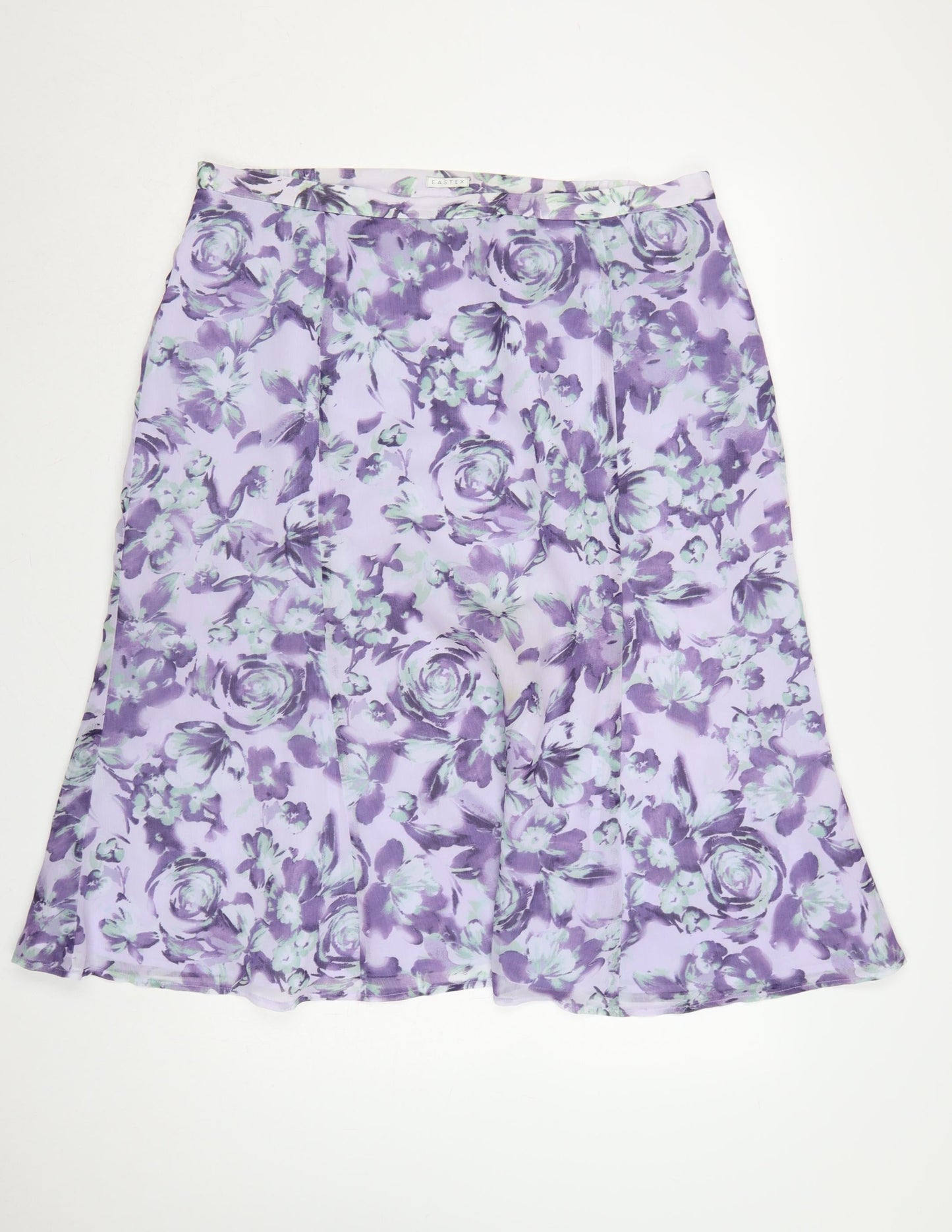 Eastex Women’s Purple Floral A-Line Knee Length Skirt UK 20 Lined